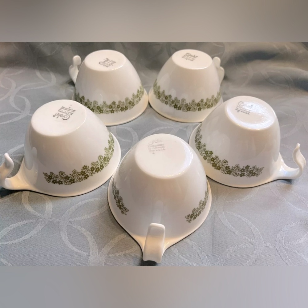 Set of 5 Corelle Spring Blossom Crazy Daisy Hanging Hook Handle Cups Vintage